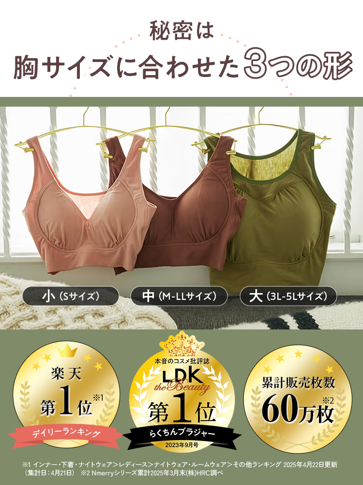 秘密は胸サイズに合わせた３つの形